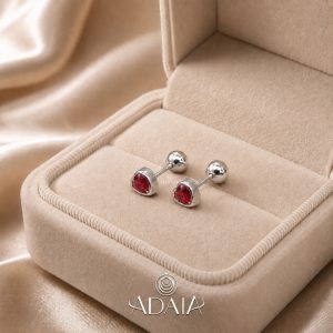Corazón Zircon Rojo con Bisel Reversible 3mm