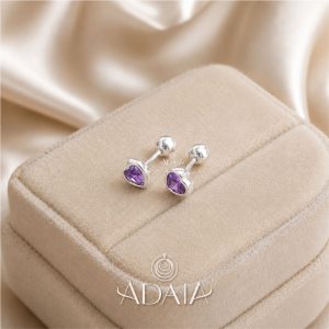 Corazón Zircon Amatista Reversible con Bisel 3mm