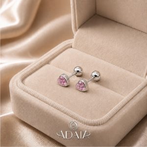 Corazón Zircon Rosa con Bisel Reversible 3mm