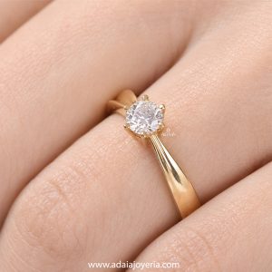 Anillo Solitario 6 puntas Oro 18k