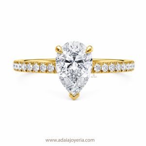 Anillo Gota con Contorno Oro 18k