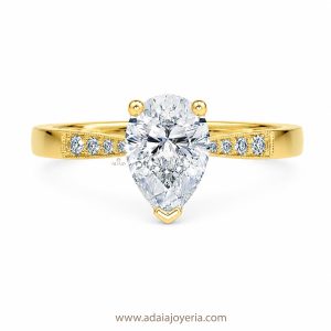 Anillo Gota con Contorno II Oro 18k